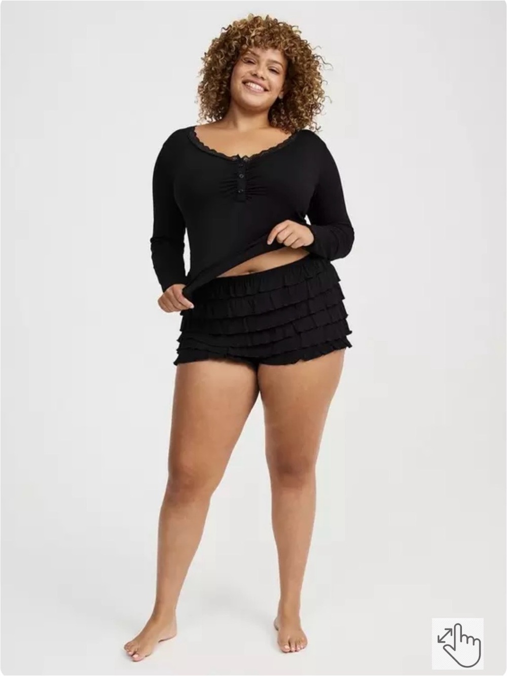New!  Torrid Black Ruffle Bloomer Shorts - Picture 2 of 7